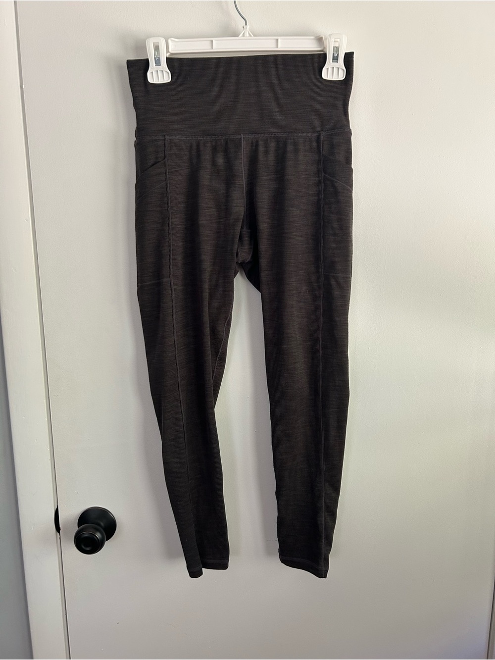 Prana Ribbed High-Waist Leggings in Charcoal Gray